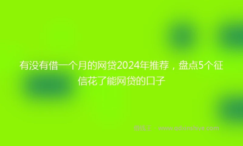 有没有借一个月的网贷2024年推荐，盘点5个征信花了能网贷的口子