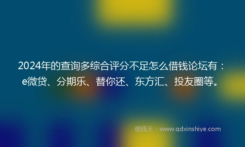 2024年的查询多综合评分不足怎么借钱论坛有：e微贷、分期乐、替你还、东方汇、投友圈等。