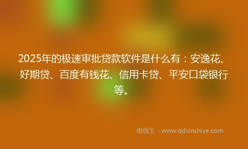 2025年的极速审批贷款软件是什么有：安逸花、好期贷、百度有钱花、信用卡贷、平安口袋银行等。