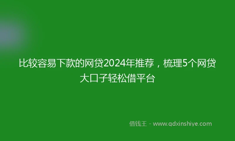 比较容易下款的网贷2024年推荐，梳理5个网贷大口子轻松借平台