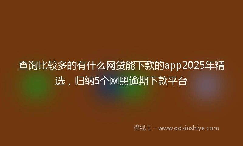 查询比较多的有什么网贷能下款的app2025年精选，归纳5个网黑逾期下款平台