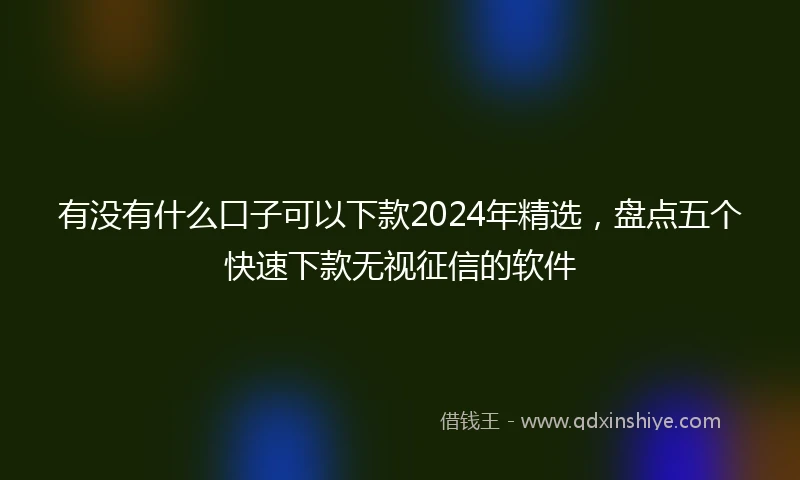 有没有什么口子可以下款2024年精选，盘点五个快速下款无视征信的软件