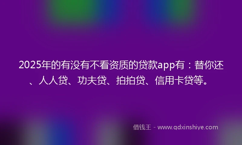 2025年的有没有不看资质的贷款app有：替你还、人人贷、功夫贷、拍拍贷、信用卡贷等。