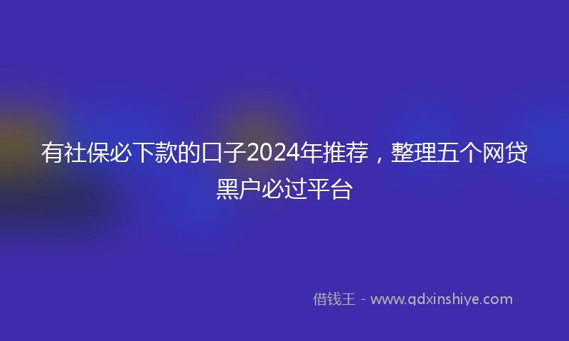 有社保必下款的口子2024年推荐，整理五个网贷黑户必过平台
