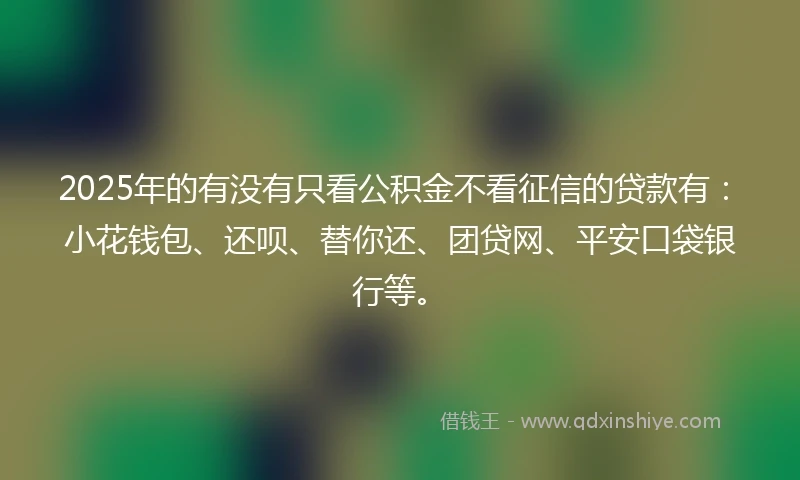 2025年的有没有只看公积金不看征信的贷款有：小花钱包、还呗、替你还、团贷网、平安口袋银行等。