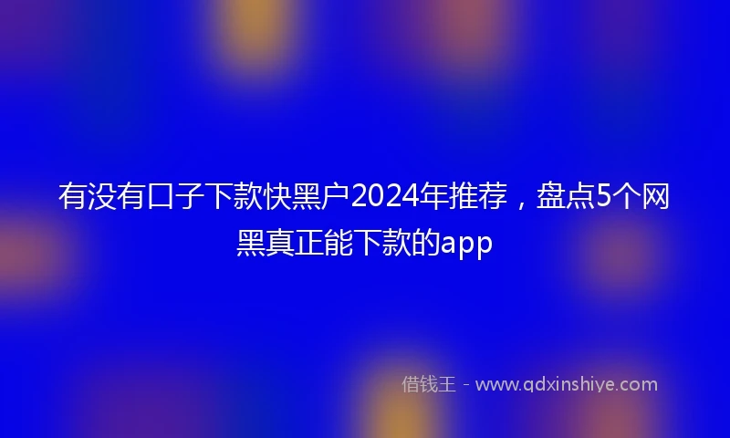 有没有口子下款快黑户2024年推荐，盘点5个网黑真正能下款的app