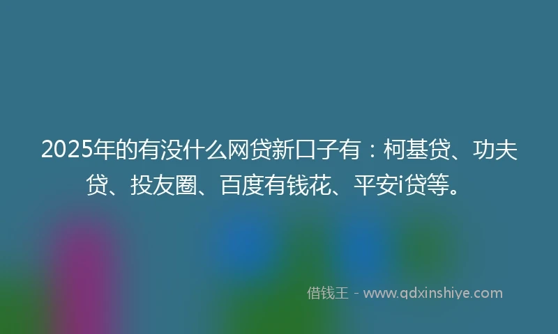 2025年的有没什么网贷新口子有：柯基贷、功夫贷、投友圈、百度有钱花、平安i贷等。