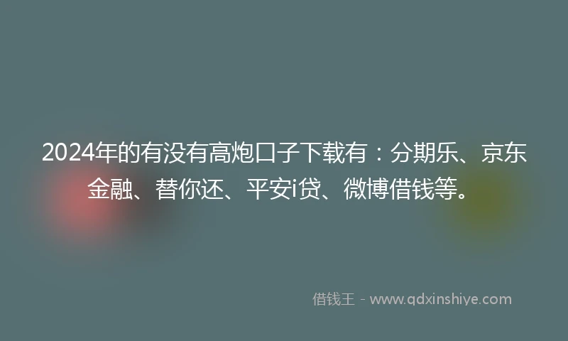 2024年的有没有高炮口子下载有：分期乐、京东金融、替你还、平安i贷、微博借钱等。