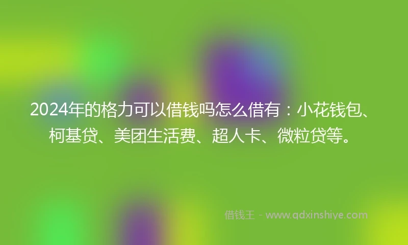 2024年的格力可以借钱吗怎么借有：小花钱包、柯基贷、美团生活费、超人卡、微粒贷等。