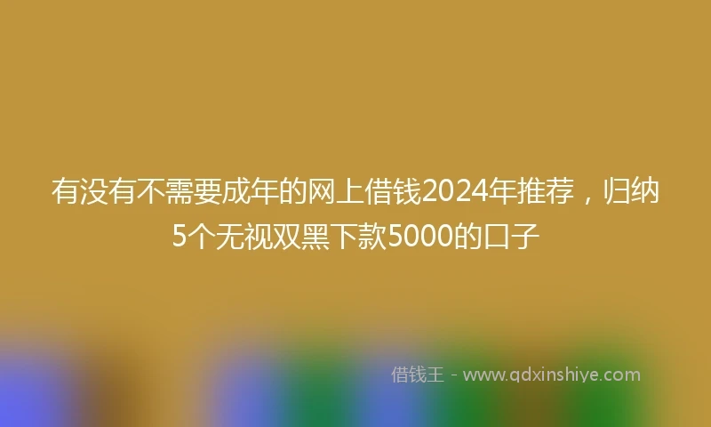 有没有不需要成年的网上借钱2024年推荐，归纳5个无视双黑下款5000的口子
