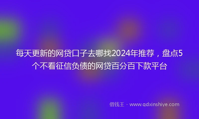 每天更新的网贷口子去哪找2024年推荐，盘点5个不看征信负债的网贷百分百下款平台