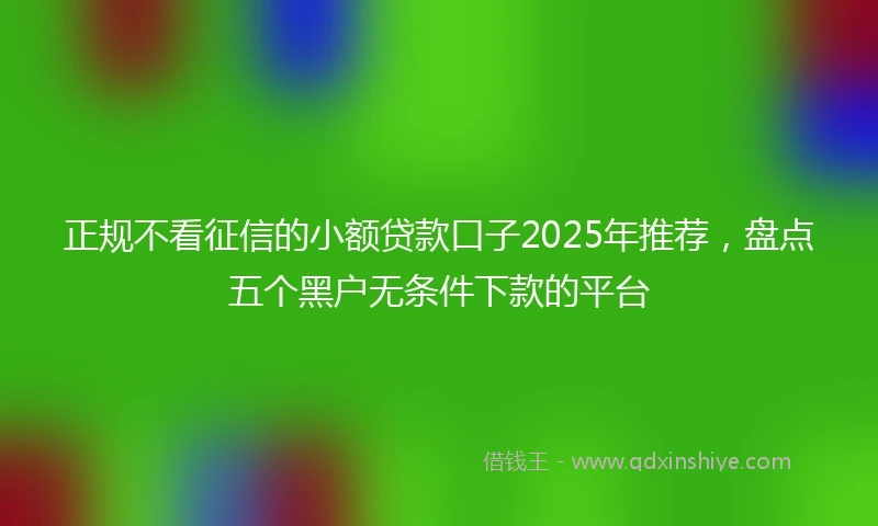 正规不看征信的小额贷款口子2025年推荐，盘点五个黑户无条件下款的平台