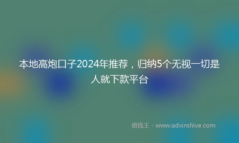 本地高炮口子2024年推荐，归纳5个无视一切是人就下款平台