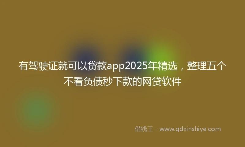 有驾驶证就可以贷款app2025年精选，整理五个不看负债秒下款的网贷软件