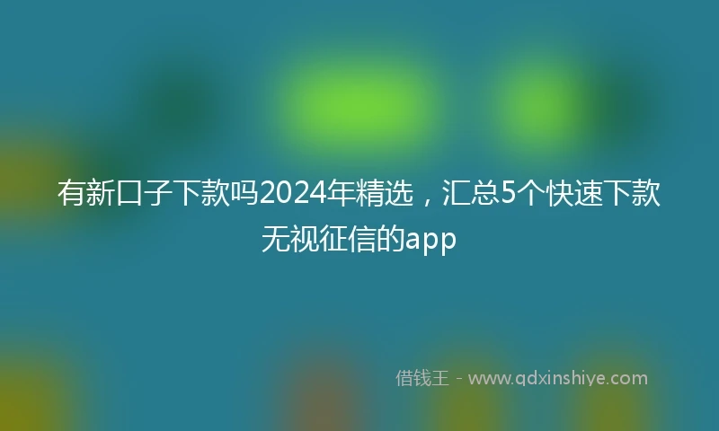 有新口子下款吗2024年精选，汇总5个快速下款无视征信的app