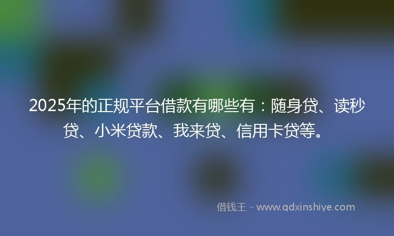 2025年的正规平台借款有哪些有：随身贷、读秒贷、小米贷款、我来贷、信用卡贷等。