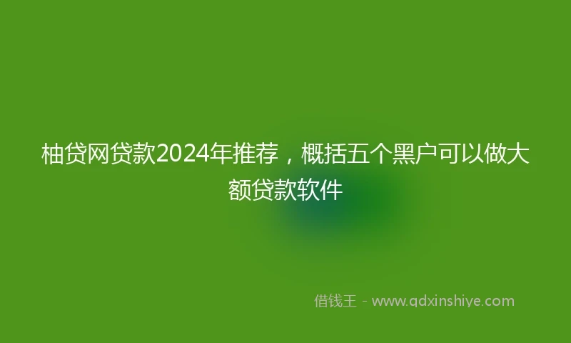 柚贷网贷款2024年推荐，概括五个黑户可以做大额贷款软件