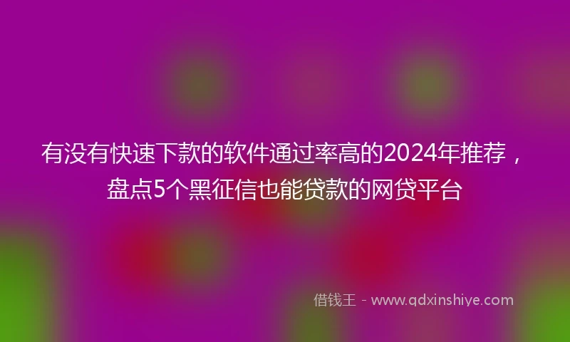 有没有快速下款的软件通过率高的2024年推荐，盘点5个黑征信也能贷款的网贷平台