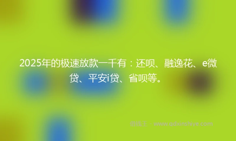 2025年的极速放款一千有：还呗、融逸花、e微贷、平安i贷、省呗等。