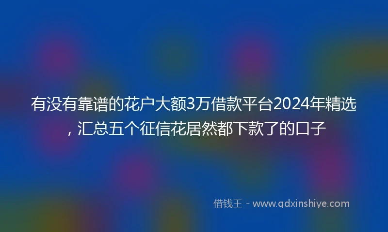 有没有靠谱的花户大额3万借款平台2024年精选，汇总五个征信花居然都下款了的口子