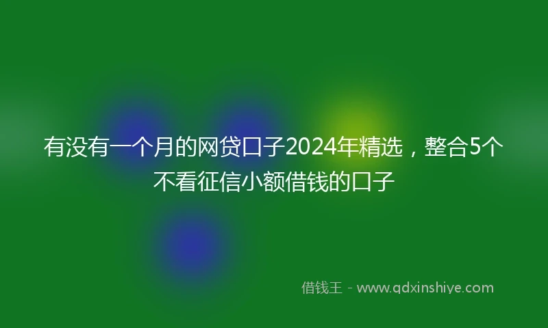 有没有一个月的网贷口子2024年精选，整合5个不看征信小额借钱的口子