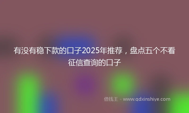 有没有稳下款的口子2025年推荐，盘点五个不看征信查询的口子