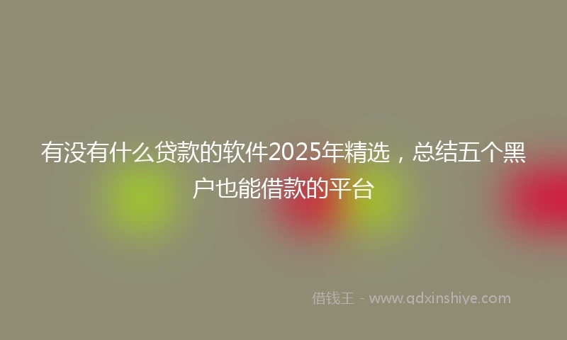 有没有什么贷款的软件2025年精选，总结五个黑户也能借款的平台