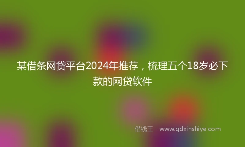 某借条网贷平台2024年推荐，梳理五个18岁必下款的网贷软件