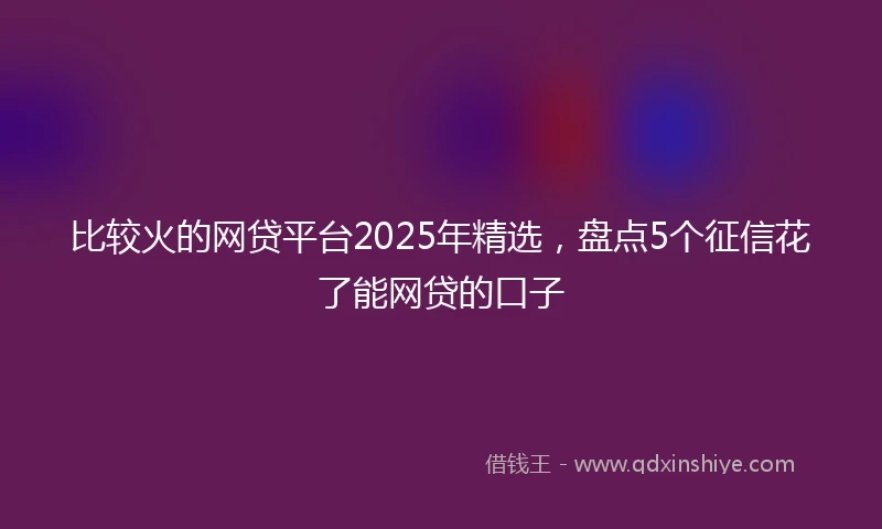 比较火的网贷平台2025年精选，盘点5个征信花了能网贷的口子