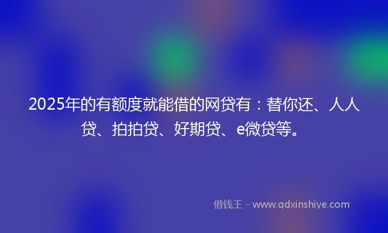 2025年的有额度就能借的网贷有：替你还、人人贷、拍拍贷、好期贷、e微贷等。