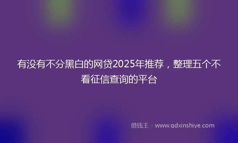 有没有不分黑白的网贷2025年推荐，整理五个不看征信查询的平台
