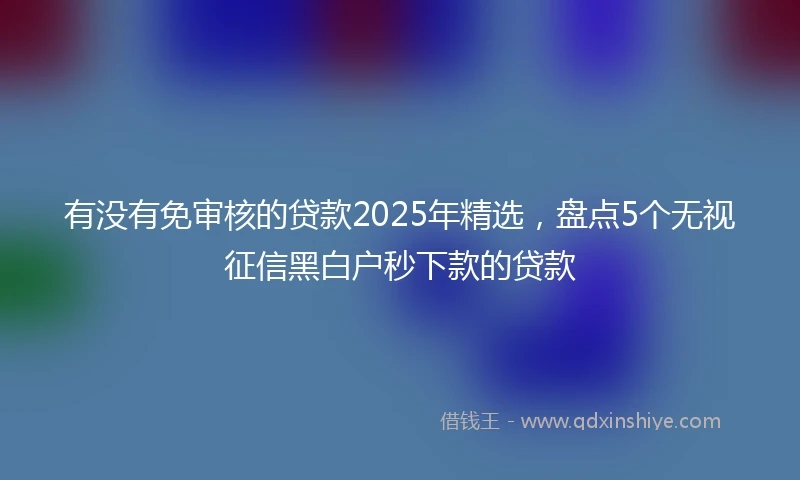 有没有免审核的贷款2025年精选，盘点5个无视征信黑白户秒下款的贷款