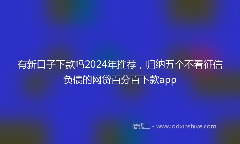 有新口子下款吗2024年推荐，归纳五个不看征信负债的网贷百分百下款app