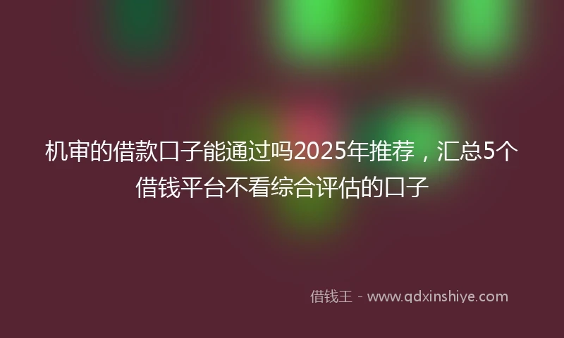 机审的借款口子能通过吗2025年推荐，汇总5个借钱平台不看综合评估的口子