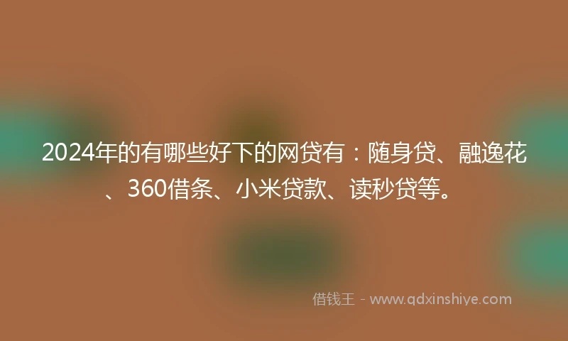 2024年的有哪些好下的网贷有：随身贷、融逸花、360借条、小米贷款、读秒贷等。