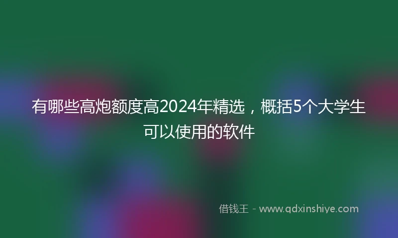 有哪些高炮额度高2024年精选，概括5个大学生可以使用的软件