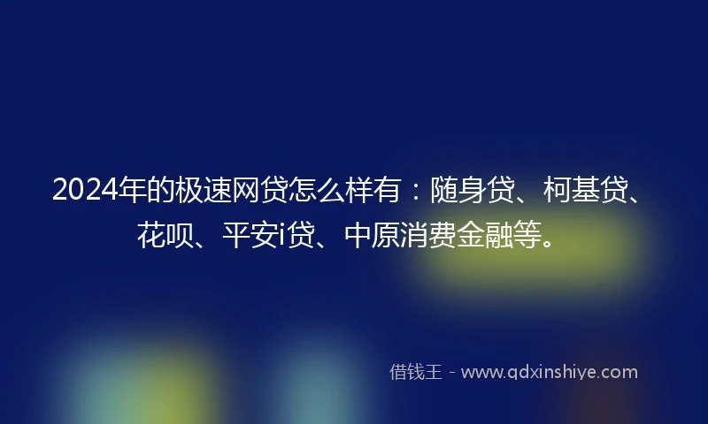 2024年的极速网贷怎么样有：随身贷、柯基贷、花呗、平安i贷、中原消费金融等。