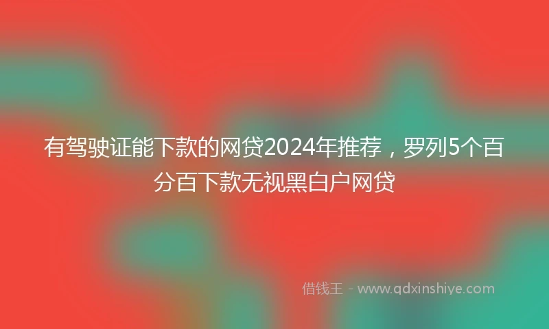 有驾驶证能下款的网贷2024年推荐，罗列5个百分百下款无视黑白户网贷