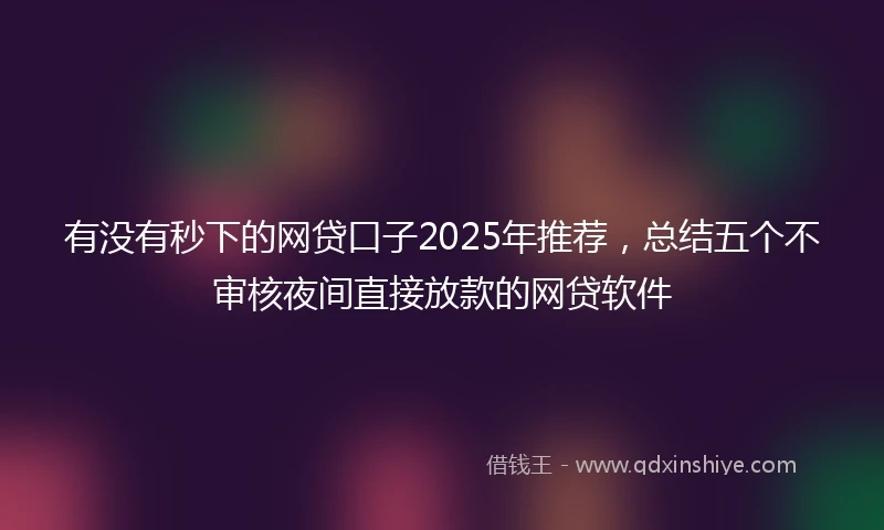 有没有秒下的网贷口子2025年推荐，总结五个不审核夜间直接放款的网贷软件