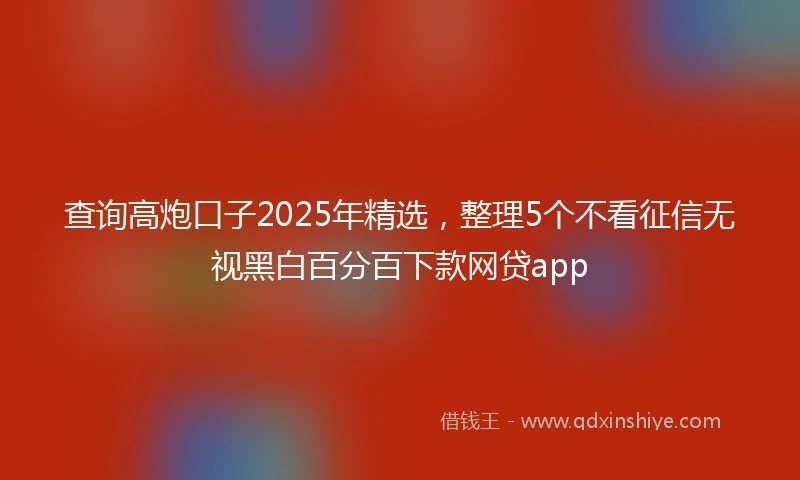 查询高炮口子2025年精选，整理5个不看征信无视黑白百分百下款网贷app