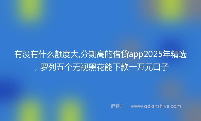 有没有什么额度大,分期高的借贷app2025年精选，罗列五个无视黑花能下款一万元口子