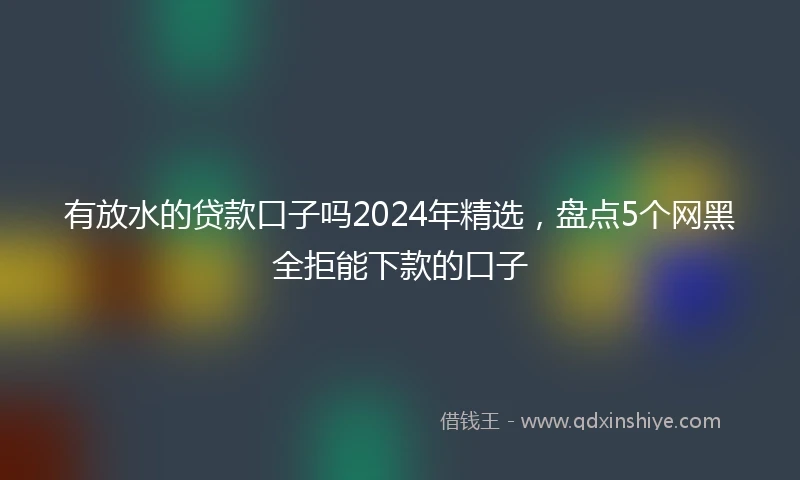 有放水的贷款口子吗2024年精选，盘点5个网黑全拒能下款的口子