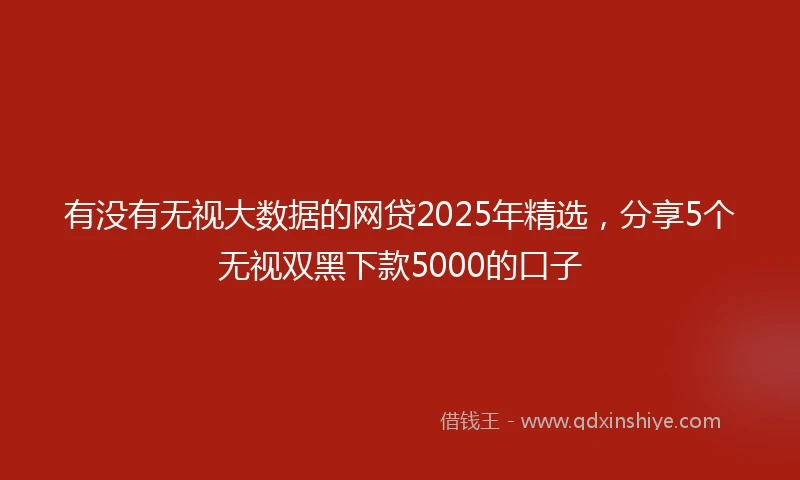 有没有无视大数据的网贷2025年精选，分享5个无视双黑下款5000的口子