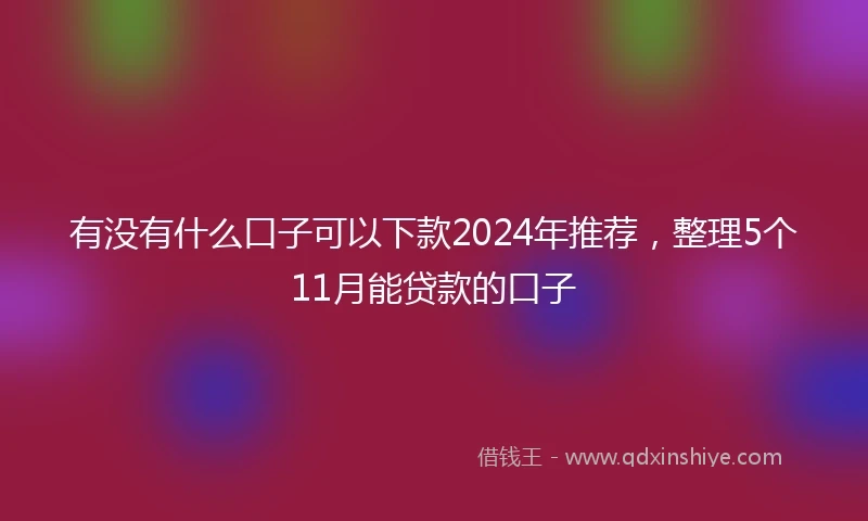有没有什么口子可以下款2024年推荐，整理5个11月能贷款的口子