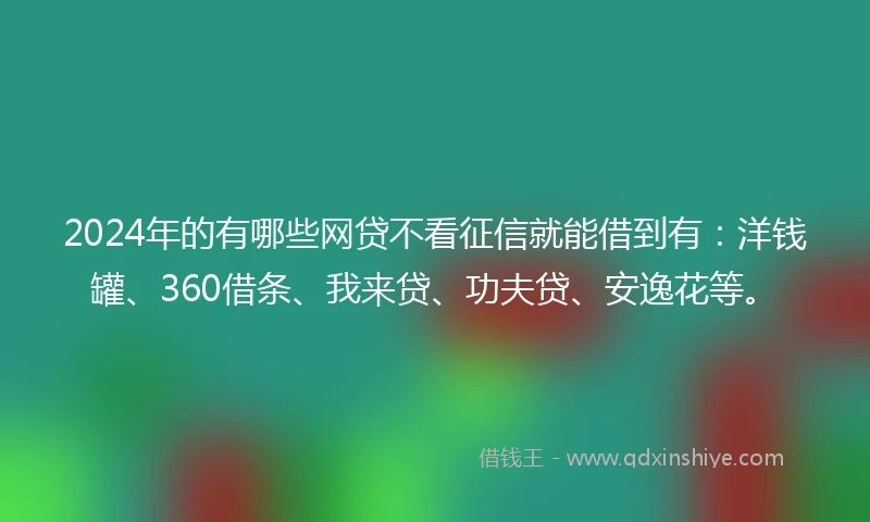 2024年的有哪些网贷不看征信就能借到有：洋钱罐、360借条、我来贷、功夫贷、安逸花等。