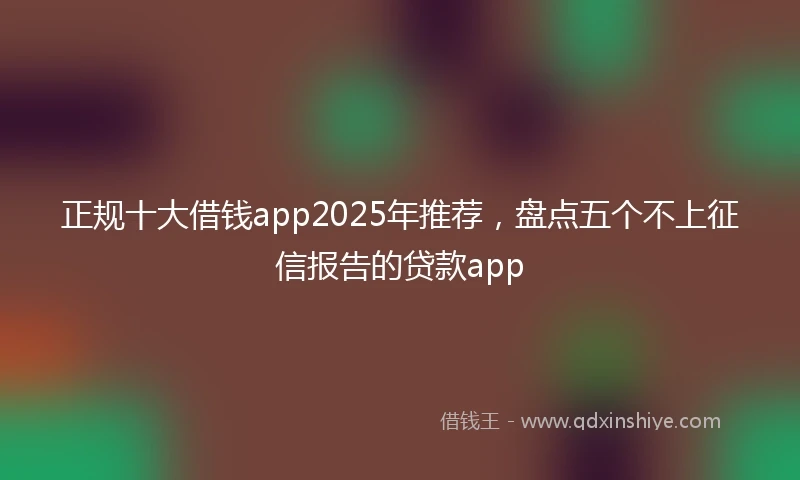 正规十大借钱app2025年推荐，盘点五个不上征信报告的贷款app