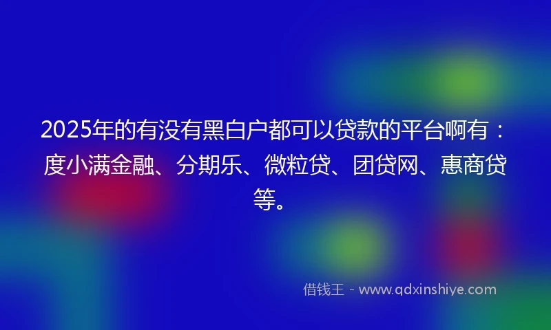 2025年的有没有黑白户都可以贷款的平台啊有：度小满金融、分期乐、微粒贷、团贷网、惠商贷等。