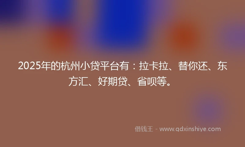 2025年的杭州小贷平台有：拉卡拉、替你还、东方汇、好期贷、省呗等。