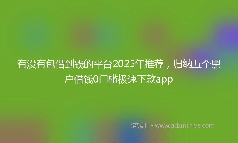 有没有包借到钱的平台2025年推荐，归纳五个黑户借钱0门槛极速下款app
