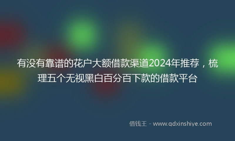 有没有靠谱的花户大额借款渠道2024年推荐，梳理五个无视黑白百分百下款的借款平台